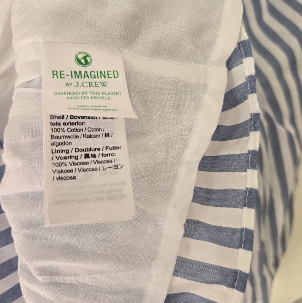 NWT J.Crew V-Neck Smocked Waist Striped Top Sz S - Picture 13 of 14